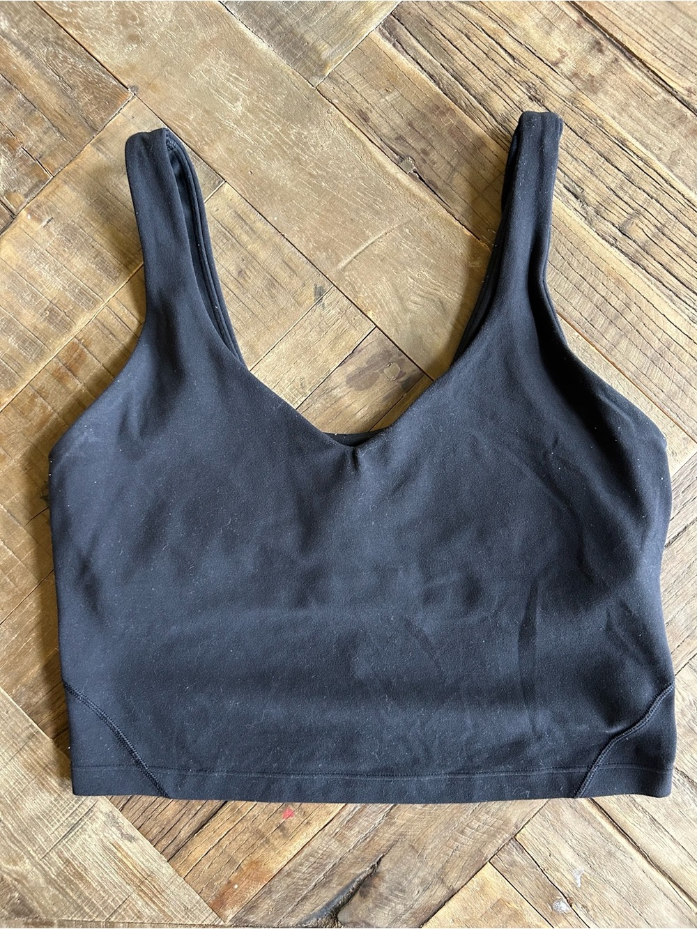 LuluLemon Black Scoop Neck Cropped sports bra Tank Top